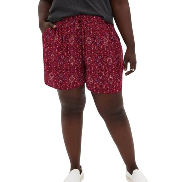 Torrid Pull-On Gauze Mid-Rise Red Short New with Tag W-555 Plus Size 1X - Picture 1 of 11
